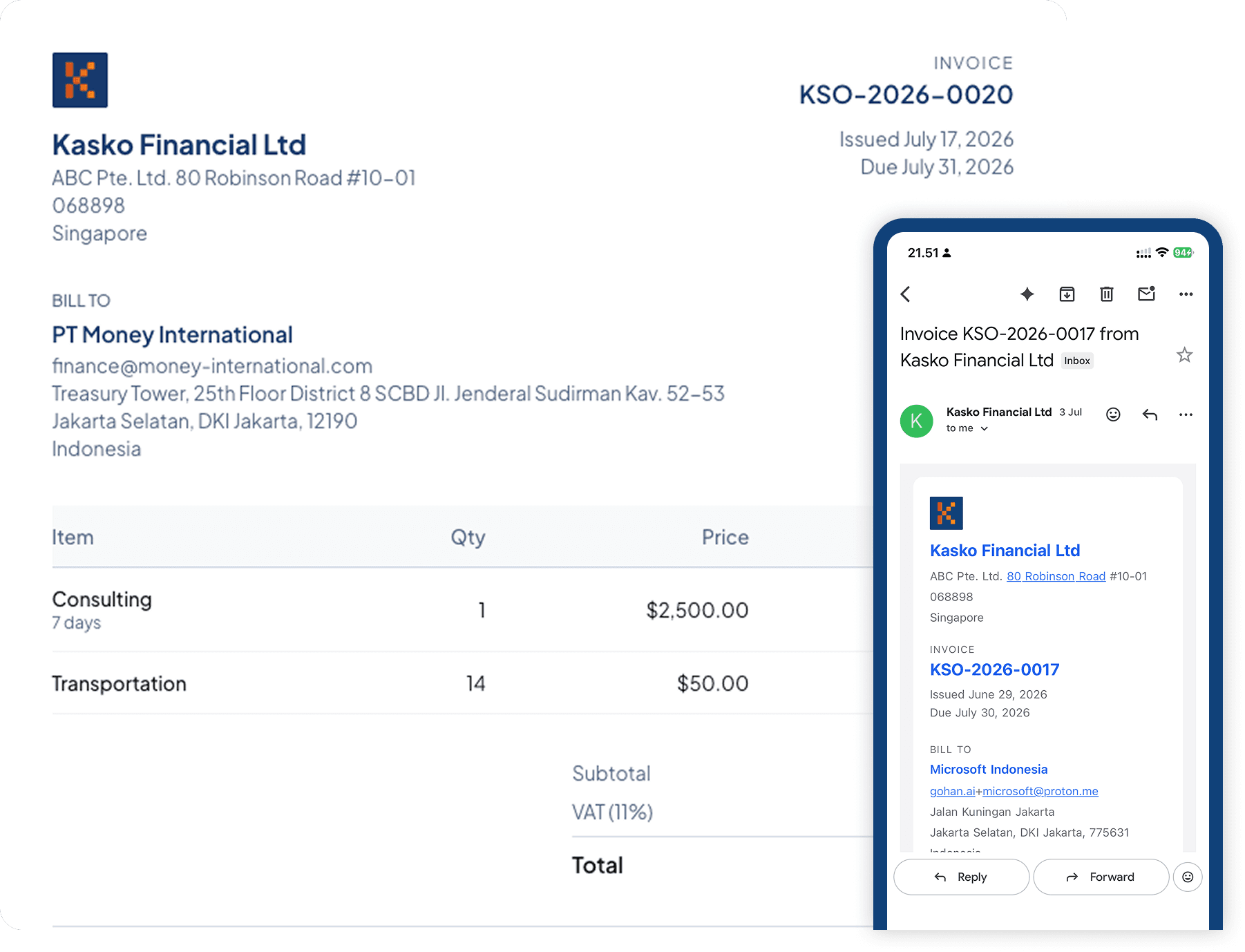 Professional invoice template
